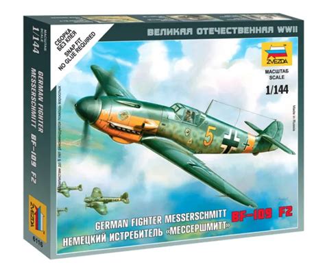 ZVEZDA 6116 GERMAN Fighter "Messerschmitt" BF-109 F2 Model Kit 1/144 ...