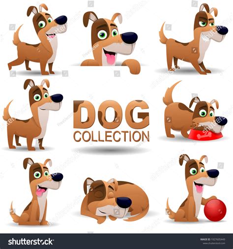 Collection Dogs Cartoon Style Different Characters Stock Vector ...