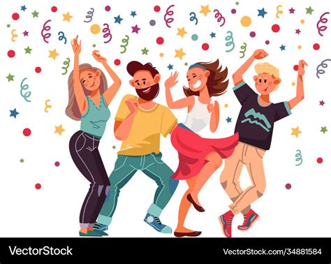 People on party cartoon female excitement dance Vector Image