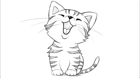 How To Draw A Yawning Kitten - destiné Dessin De Chat Simple ...