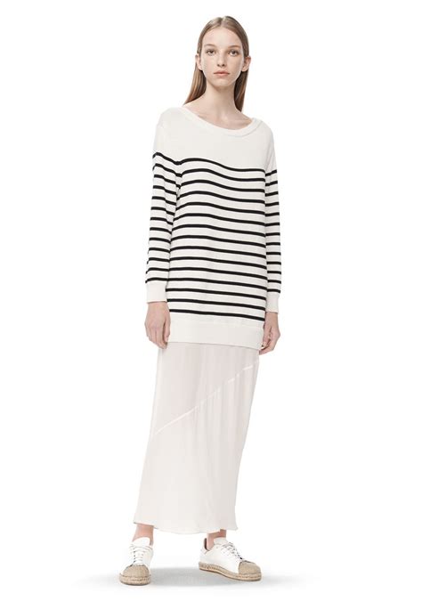 Alexander Wang ‎STRIPE KNIT PULLOVER DRESS WITH SILK SKIRT ‎ ‎Long ...