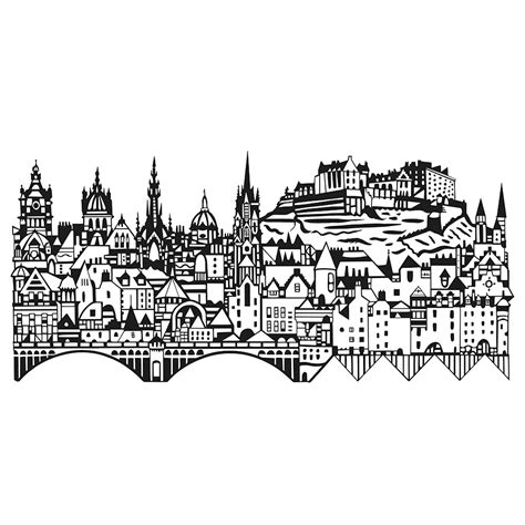 Edinburgh Skyline Screenprint by Susie Wright at The Red Door Gallery