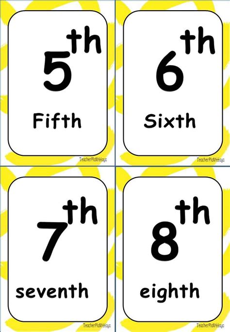 ordinal number flashcard | Ordinal numbers, Number flashcards, Numbers ...