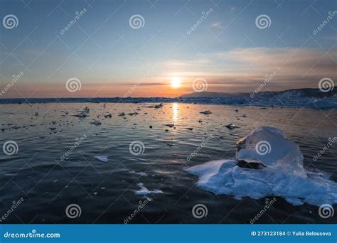 Ice of Lake Baikal stock photo. Image of twilight, russian - 273123184