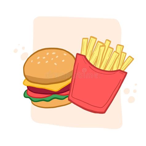 Fast Food Combo. Vector Color Illustration in Cartoon Style. Poster ...