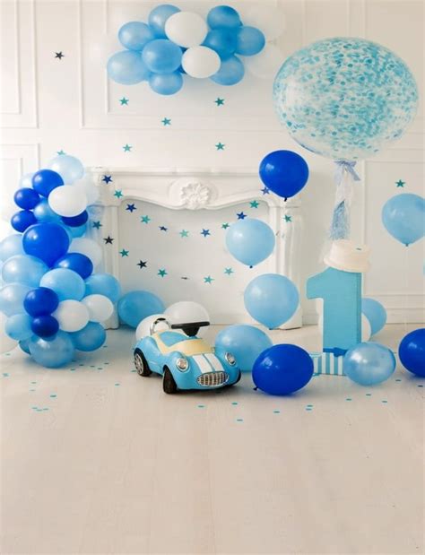 Baby Boy One Year Old 1st Happy Birthday Party Backdrop With Balloon ...