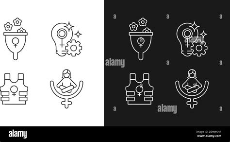 Modern feminism linear icons set for dark and light mode Stock Vector ...