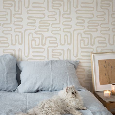 Neutral Geometric Wallpaper - Ecru – Timberlea Interiors