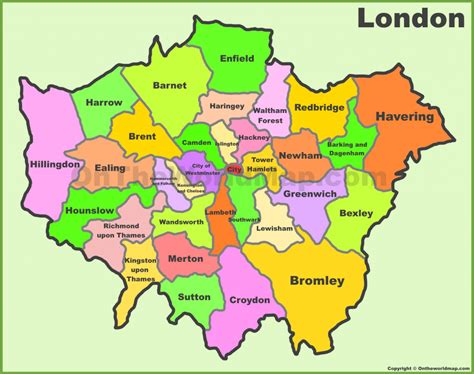 Map Of London 32 Boroughs & Neighborhoods within Printable Map Of ...