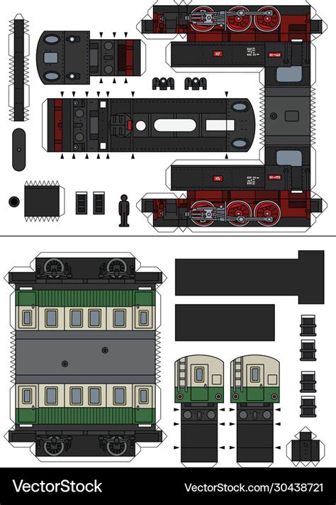 Paper model a vintage steam train Royalty Free Vector Image