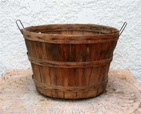 Rustic Wooden Bushel Basket Smaller size