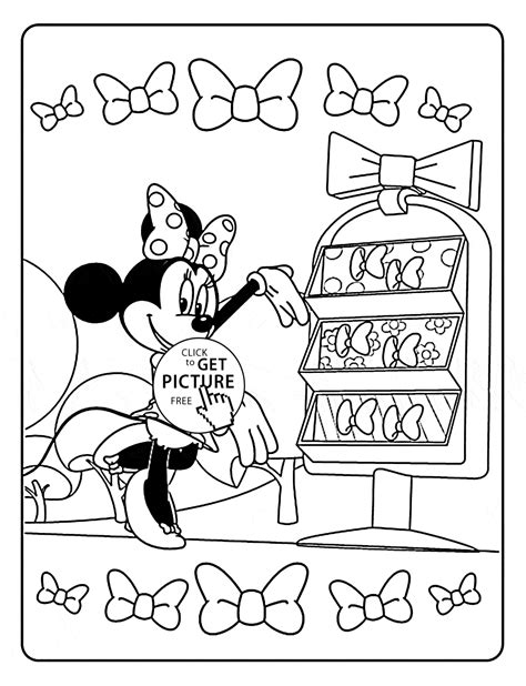 Minnie Mouse and bows coloring page for kids, for girls coloring pages ...