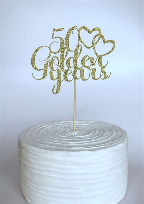 50 Golden Years, 50th Anniversary, Glitter Cake Topper | Golden wedding ...