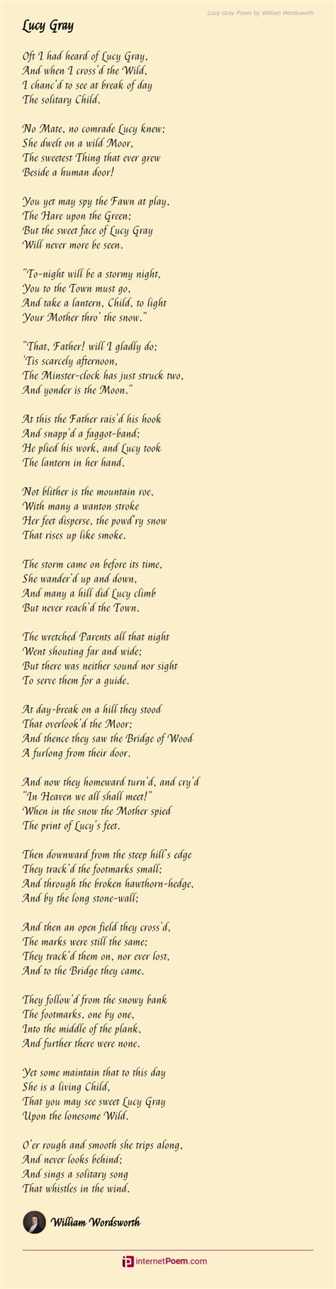 Lucy Gray Poem by William Wordsworth