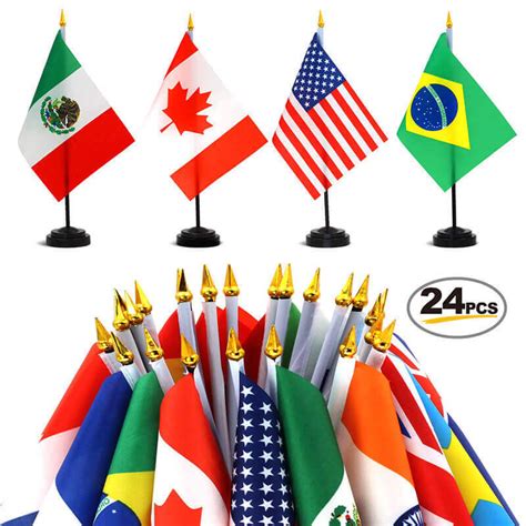 24 Countries Deluxe Desk Flags Set - Anley Flags