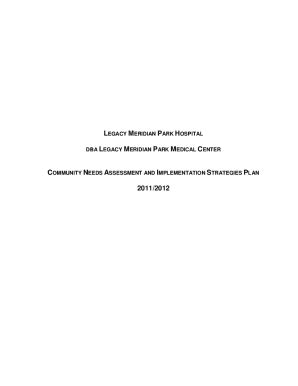 Fillable Online Legacy Meridian Park Medical Center, Fiscal Year Ended ...
