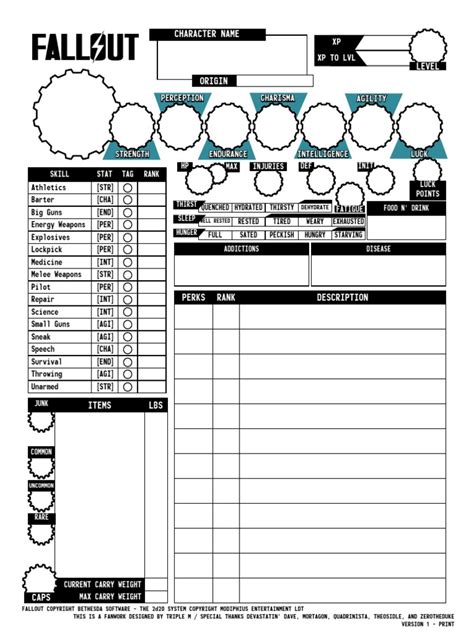 Fallout TTRPG Character Sheet | PDF