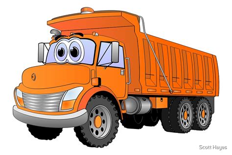 "Orange Dump Truck Cartoon" by Graphxpro | Redbubble