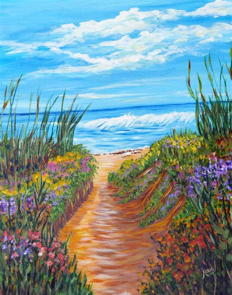 Ocean beach, seascape landscape, sandy beach, ocean painting Painting ...