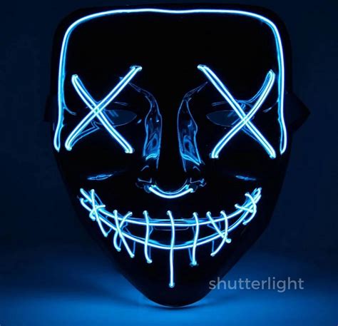 Halloween Purge Masker - 3 standen - LED - Blauw - Verkleedmasker - DJ ...