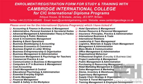 Cambridge International College Courses Offered Diploma Programs At CIC UK