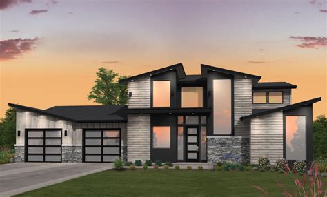 2 story Modern House Plan with a main floor master suite.