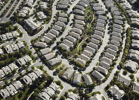 USA, California, aerial view of aerial view of suburbs stock photo