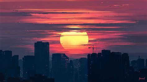 Sunset City Anime Wallpapers - Wallpaper Cave