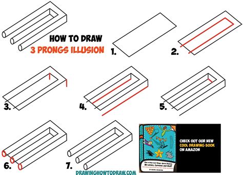 How to Draw 3 Prongs Optical Illusion Easy Step by Step Drawing ...