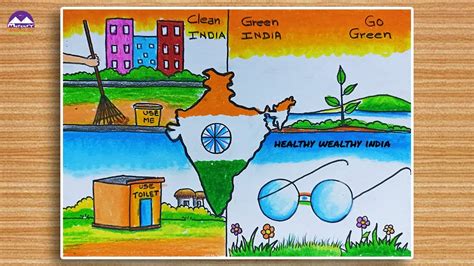 Swachh bharat abhiyan poster drawing - YouTube