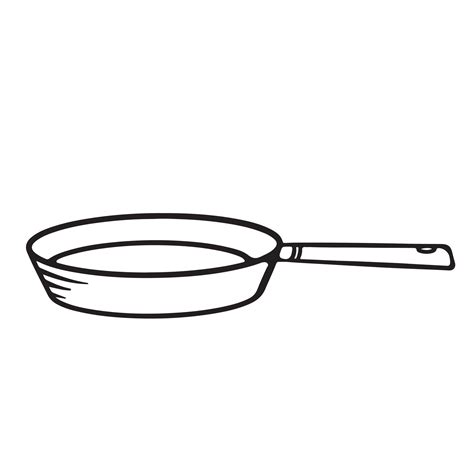 Frying pan from side view vector illustration outline only for coloring ...