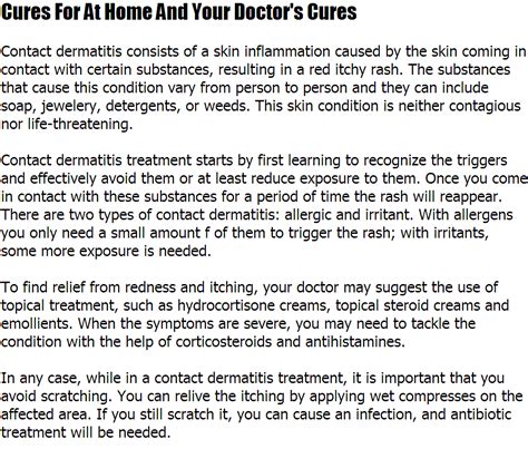 Contact Dermatitis Treatment – Cures For At Home And Your Doctor’s ...