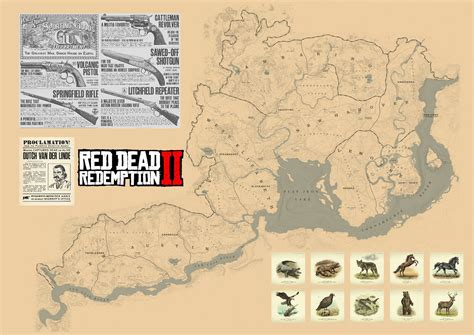 Red Dead Redemption 2, World/5 States Map, High Quality, A3/A2/A1 ...