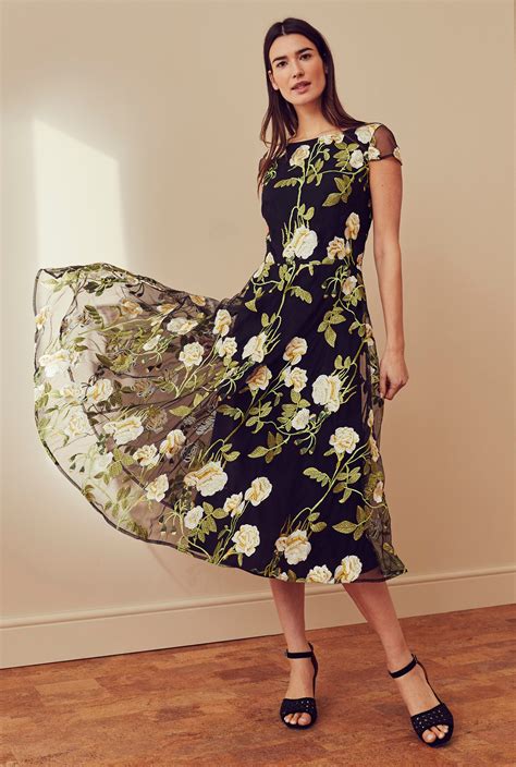 Black Floral Embroidered Occasion Dress | Long Tall Sally