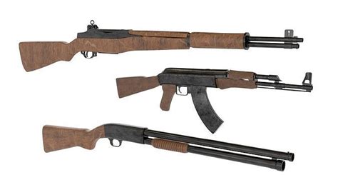 WWII World War II Gun Pack - AK47 -M1Garand - Shotgun 3D model | CGTrader