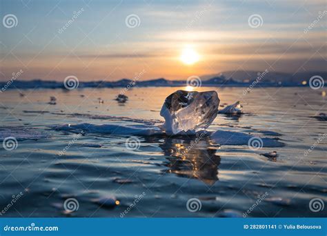 Ice of Lake Baikal stock image. Image of russian, eastern - 282801141