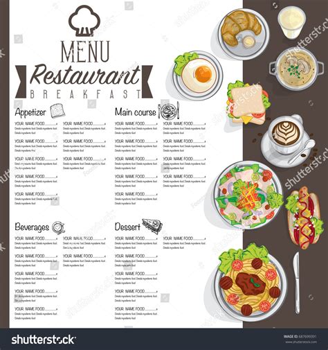 Menu Breakfast Food Restaurant Template Design Stock Vector (Royalty ...