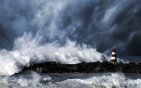 Sea lighthouse storm waves wallpaper | 1920x1200 | 67786 | WallpaperUP