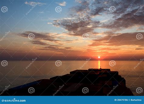 Container ship and sunset stock photo. Image of business - 28479786