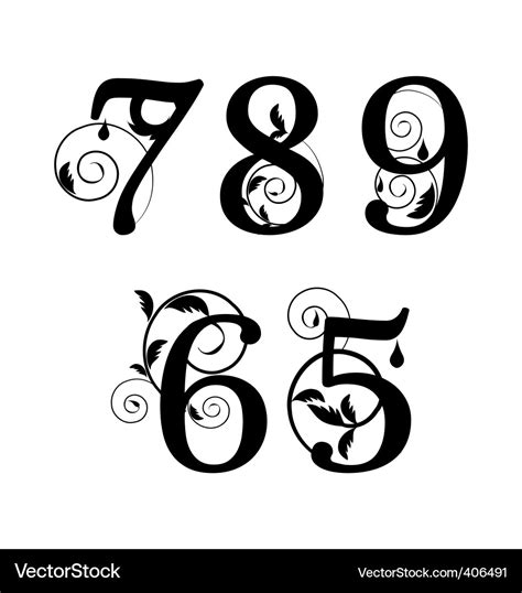 Floral font numbers Royalty Free Vector Image - VectorStock