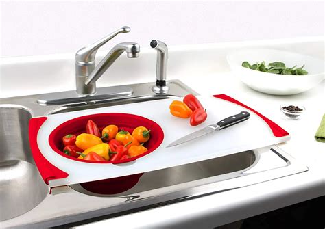 Sink Strainer Board With Cutting Board / Non-slip Rubber Edges Folding ...