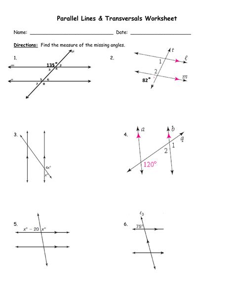 Parallel Lines Transversal Worksheet – E Street Light