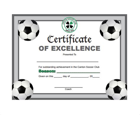 Printable Soccer Certificates - Printable Templates