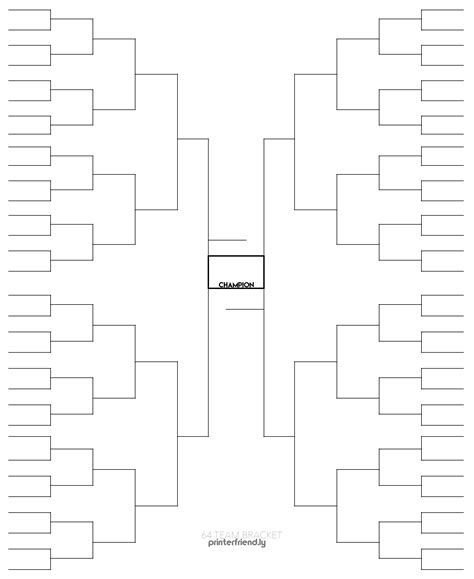 64 Team Bracket Template Excel