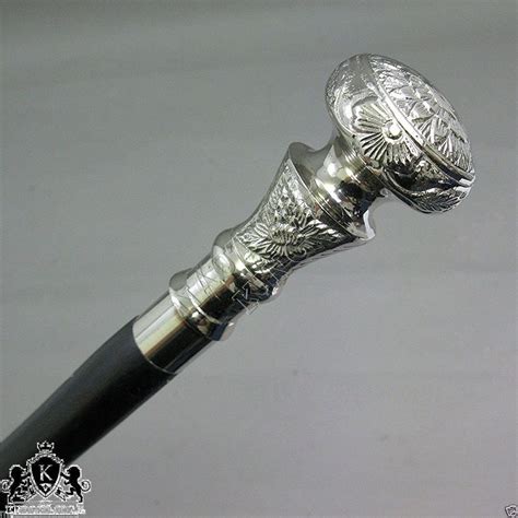 Buy Vintage Antique Walking Cane Wooden Walking Stick Silver Brass Handle Knob Gift Online at ...