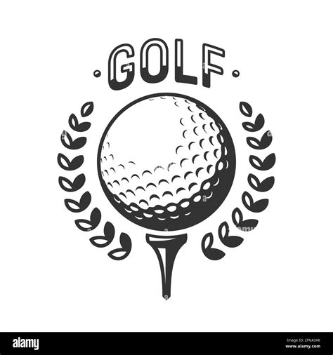 Golf vector logo. Golf ball on tee with wreath. Vector illustration ...