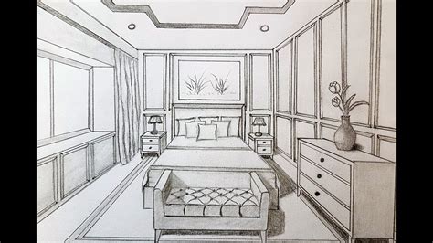 Drawing Of A Bedroom In One Point Perspective - DRAWING IDEAS