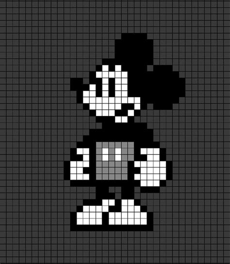 Mickey Mouse (black and white) Pixel Art | Pixel art, Cross stitch bird ...