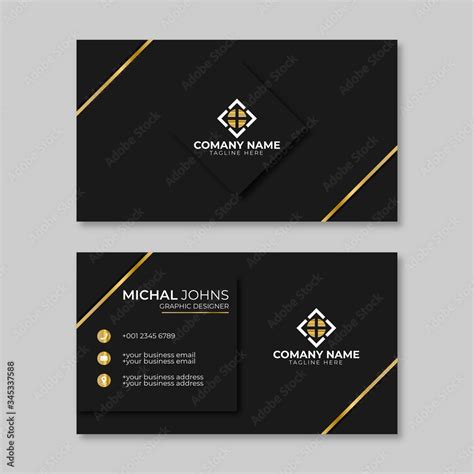 Business card black and gold vector template Stock Vector | Adobe Stock