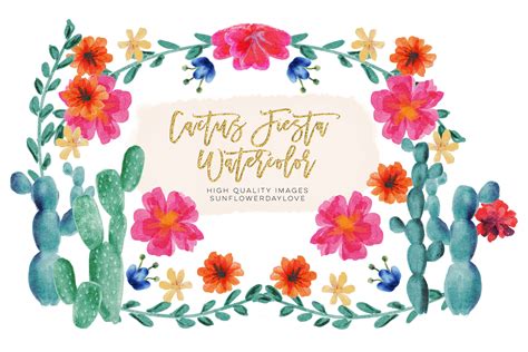 floral Cactus mexican fiesta clip art By Sunflower Day Love | TheHungryJPEG